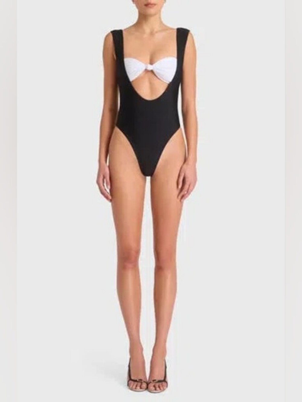 NWT Amanda Uprichard Black & White Bandeau Scoop Back One-Piece Sz- S/M & M/L